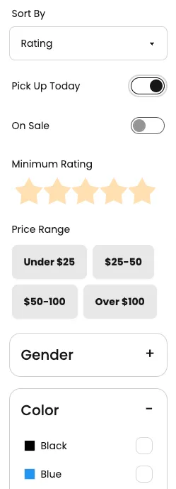 product filter grid